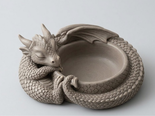Sleeping Baby Dragon Key Bowl - Decorative Trinket Dish for Keys and Accessories