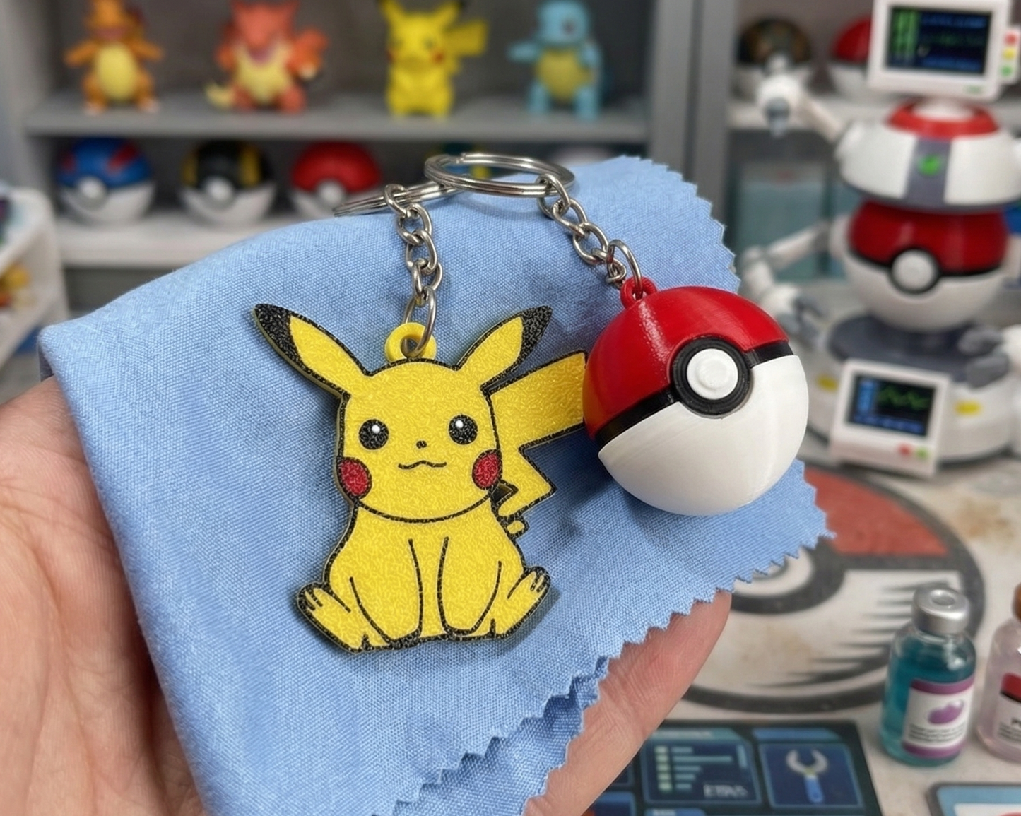 Pokéball & Pikachu Keychain Combo - Premium Keychain Set of 2